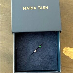 Maria tash diamond emerald trinity studs